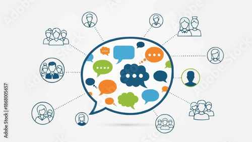 Social network communication and connection concept illustration.