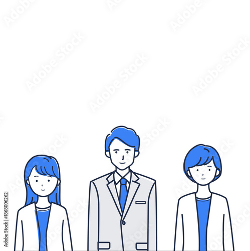 Business team having a meeting close up,アップの会議で話を聞くビジネスチームのイラスト