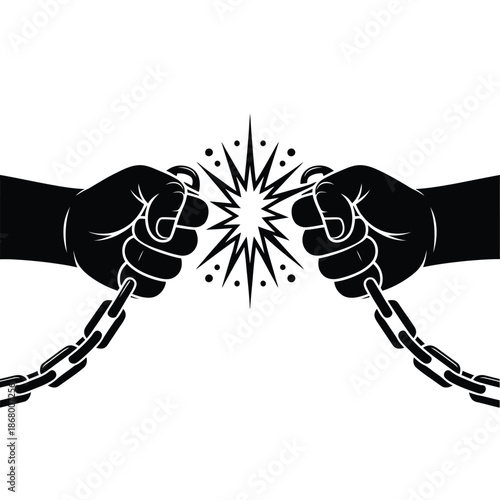 Breaking free from chains with a burst of energy and liberation