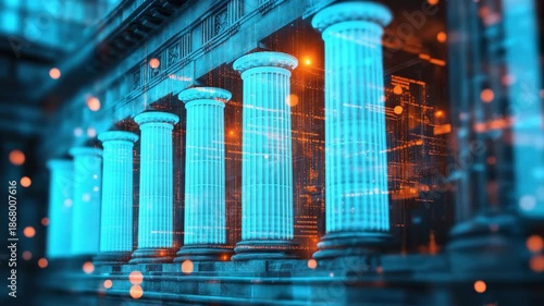 Digital banking transformation in urban financial district enhances payment networks through advanced technology and secure transactions