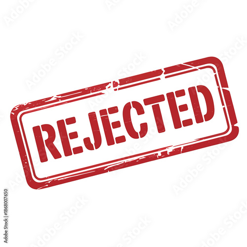 Rejected stamp mark on white background with red border and letters