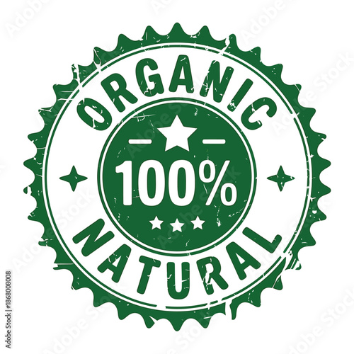 Green organic natural 100 percent seal stamp logo