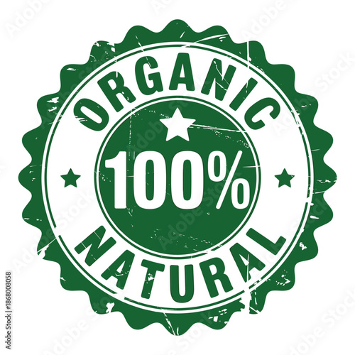 Green 100 percent organic natural badge seal stamp