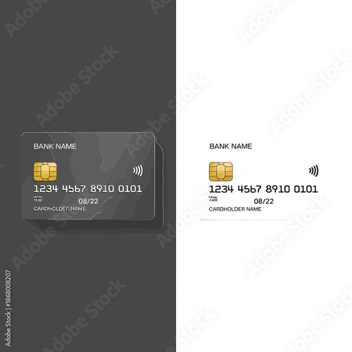 Credit card on dark and light background for comparison
