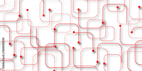 Vector abstract geometric technology background Technology background with crossed lines and dots. Networking concept, internet connection and global communication for banner design or header, white