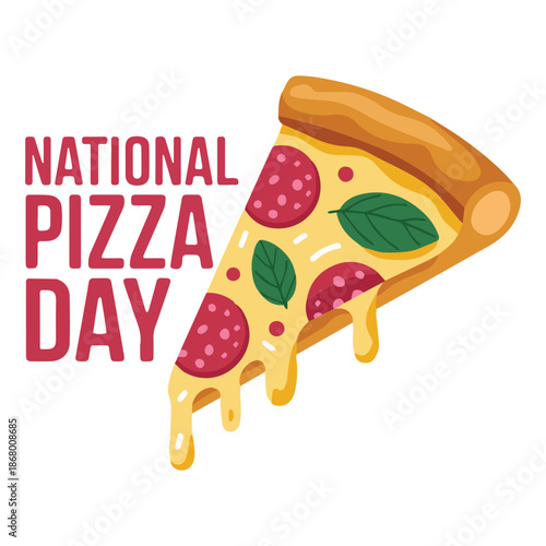 Delicious pizza slice with melted cheese on National Pizza Day