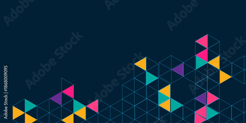 Triangle pattern composition, abstract background with copy space .Abstract creative shape colorful design background . Geometric background bright colors and dynamic shape compositions.