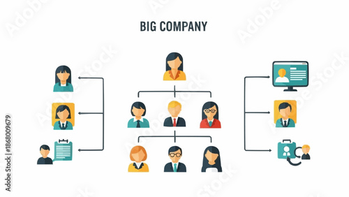 Organizational Chart of a Large Company Structure.