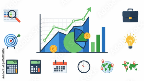Business Growth and Financial Analysis Icons.