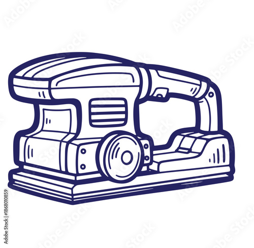 Outline illustration of a professional electric orbital sander for woodworking and diy projects