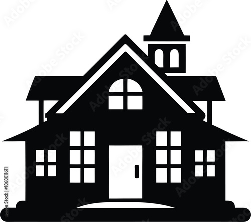 Home black silhouette on white background