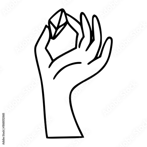 hand holding geometric diamond outline