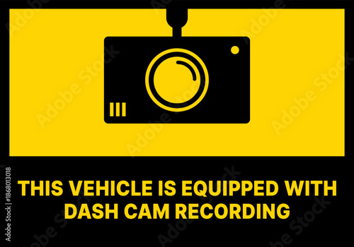 Professional Dash Cam Surveillance Notice for Rideshare, Passenger Safety Recording Sign, Car Security Template with Legal Info