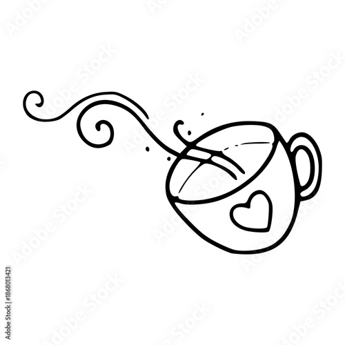 love coffee swirl steam doodle vector