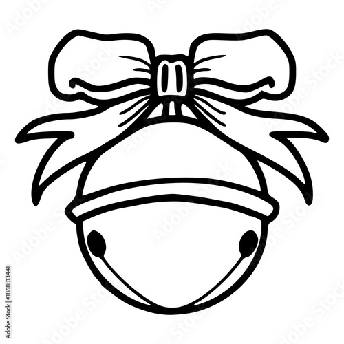 Christmas jingle sleigh bell with decorative bow outline