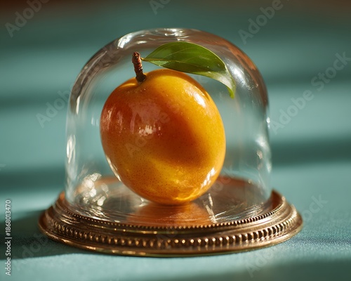 A refreshing red apple immersed in a glass of chilled liquid juice and ice, creating a sweet fruit beverage isolated on a white background for a party cocktail