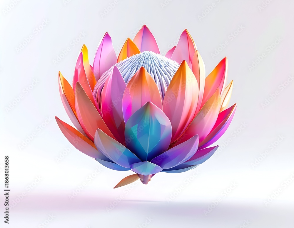 Obraz premium Vivid, stylized flower with layered, multi-colored petals, centered