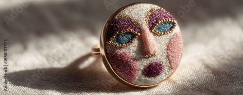 Macro art closeup of a butterfly mask painted on a woman face with green camouflage texture and a beauty concept look