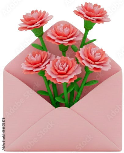 envelope with rose