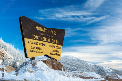 Monarch Pass Continental Divide Sign in Colorado