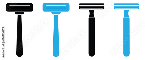 Vintage Razor Blade Silhouette Icon for Shaving and Cutting, Isolated Vector Symbol on Transparent Background