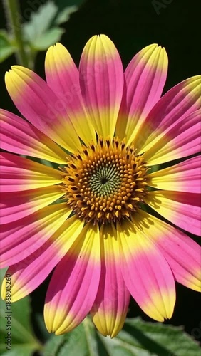 Close-up of a Pink and Yellow Coneflower with Detailed Center petals