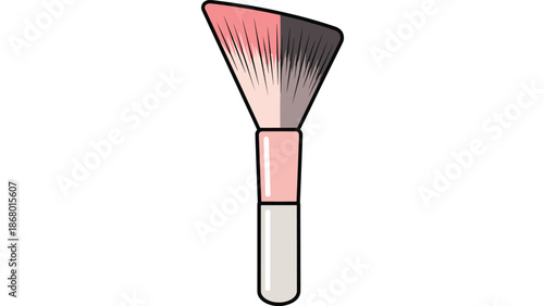 A colorful illustration of a professional angled makeup brush with pink and black bristles for applying blush or contour.