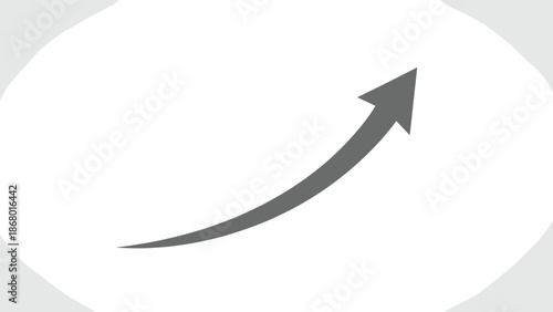 Simple gray arrow icon curving upwards in an animated reveal, symbolizing growth, progress, success, and positive forward momentum.