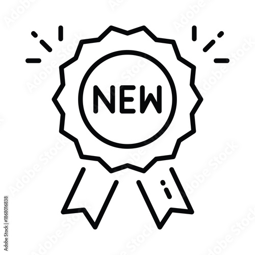 New Badge Vector Outline Icon EPS 10 File