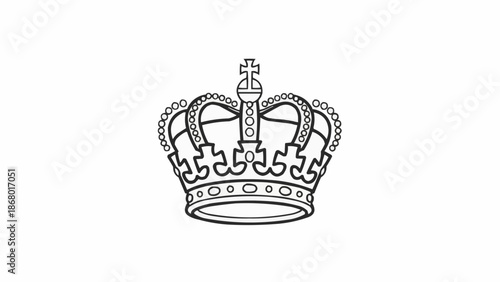 Ornate Royal Crown Symbol Illustration Outline.