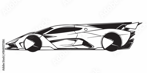 Car side view vector icon, black and white detailed illustration, sport car vector illustration
