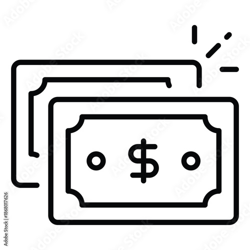 Cash Vector Outline Icon EPS 10 File