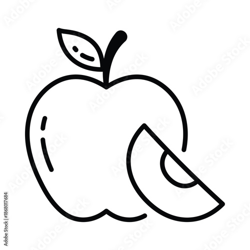 Apple Vector Outline Icon EPS 10 File