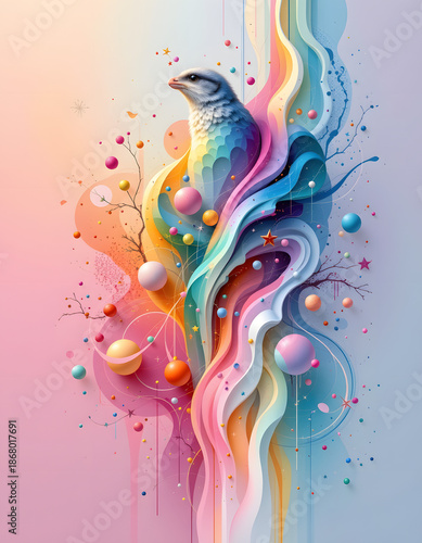 Conceptual Art Piece Abstract Interpretation Subject Matter with Pastel Colors