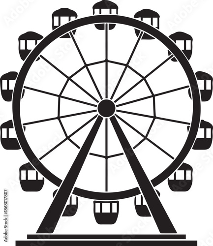 Ferris wheel icon silhouette vector black on a white background