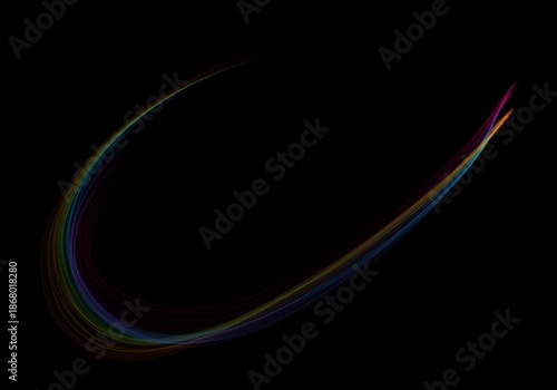 Photography Swept Rainbow's overlay, ultra-thin arc of color racing upward in a wide diagona