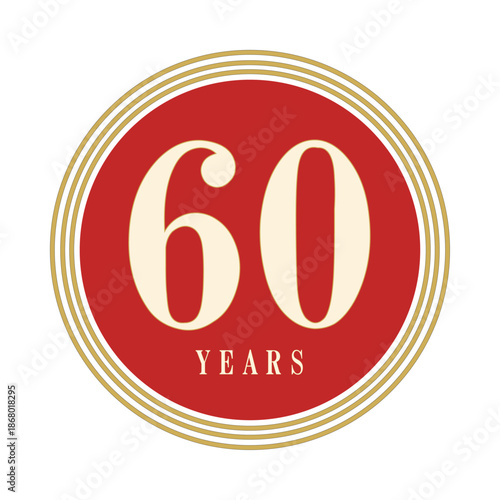 60 Years – Longevity Celebration Year Badge Icon, Traditional Japanese Style