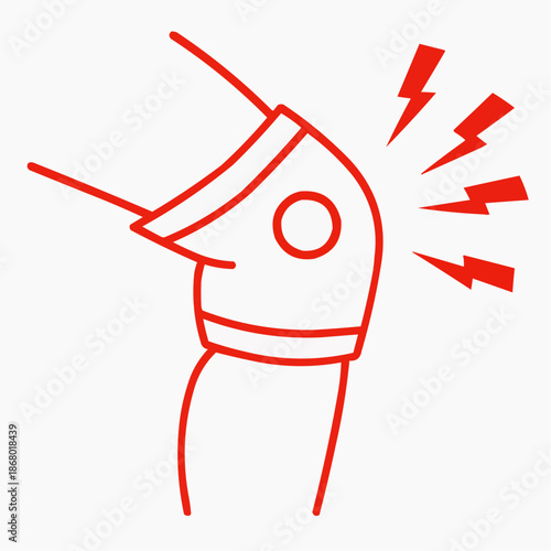 Elbow brace illustration with pain indicators