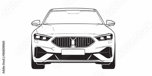 Car side view vector icon, black and white detailed illustration, sport car vector illustration
