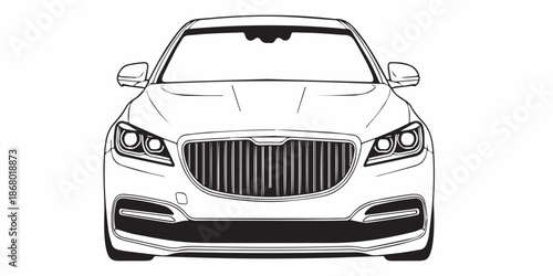 Car side view vector icon, black and white detailed illustration, sport car vector illustration
