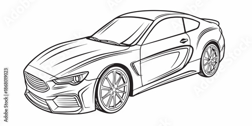 Car side view vector icon, black and white detailed illustration, sport car vector illustration
