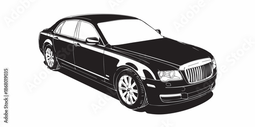 Car side view vector icon, black and white detailed illustration, sport car vector illustration
