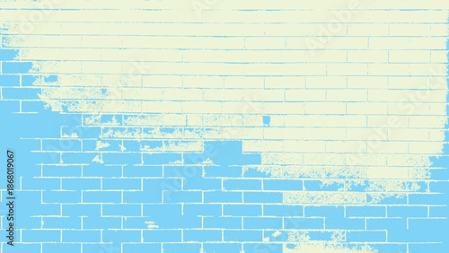 Brick wall painted with pale blue paint texture background. Brickwork and stonework wall interior rock old pattern clean concrete bricks design.