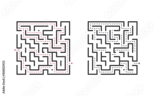 Navigating through a complex maze with a clear path and a challenging route