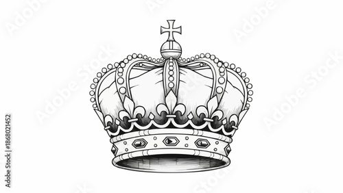 Detailed illustration of a royal crown with intricate designs and jewels.