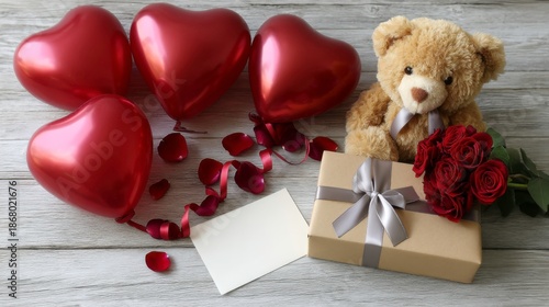 Valentine's day gift exchange romantic setting gift items indoor close-up love and affection