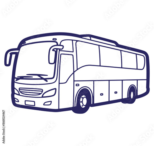 Outlined vector illustration of a modern passenger bus isolated on a white background