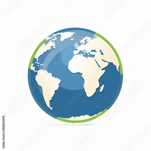 Minimalist World Globe Vector Illustration Isolated on White Background