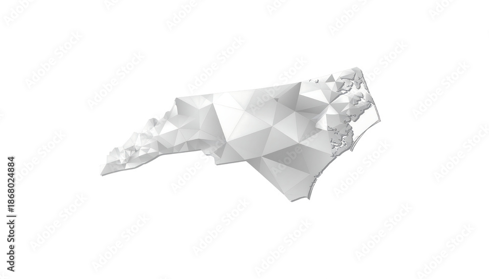 Naklejka premium Abstract Low Poly 3D Map of North Carolina - Geometric State Shape Render