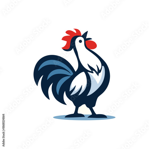 Stylized Modern Rooster Logo Isolated Vector Illustration